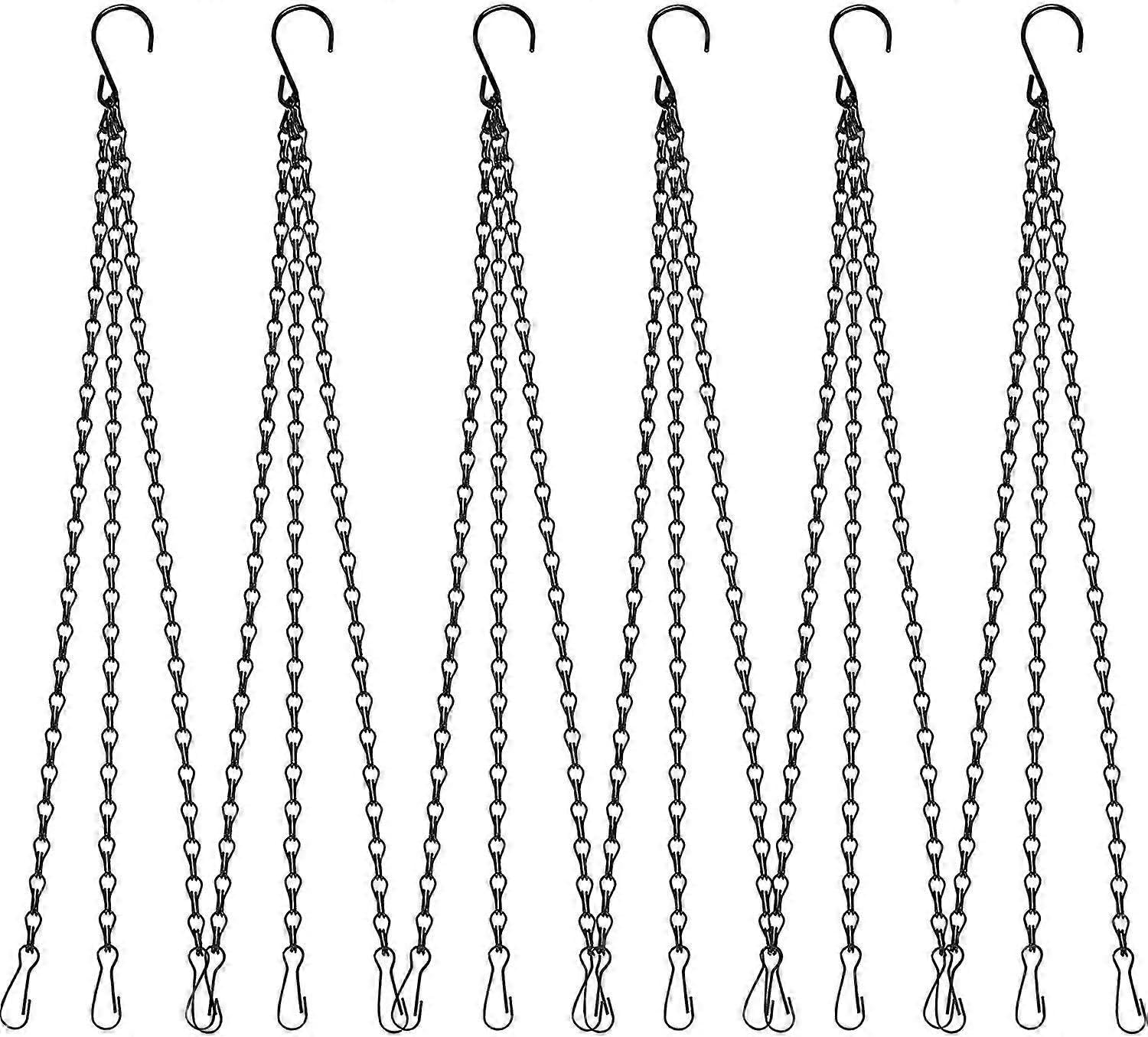 JOYHAPPST 24 Inches Black Hanging Basket Chains, 3 Point Plant Hanger, Replacement Chains for Hanging Baskets,Bird Feeder,Lanterns,Pack of 6(Black)