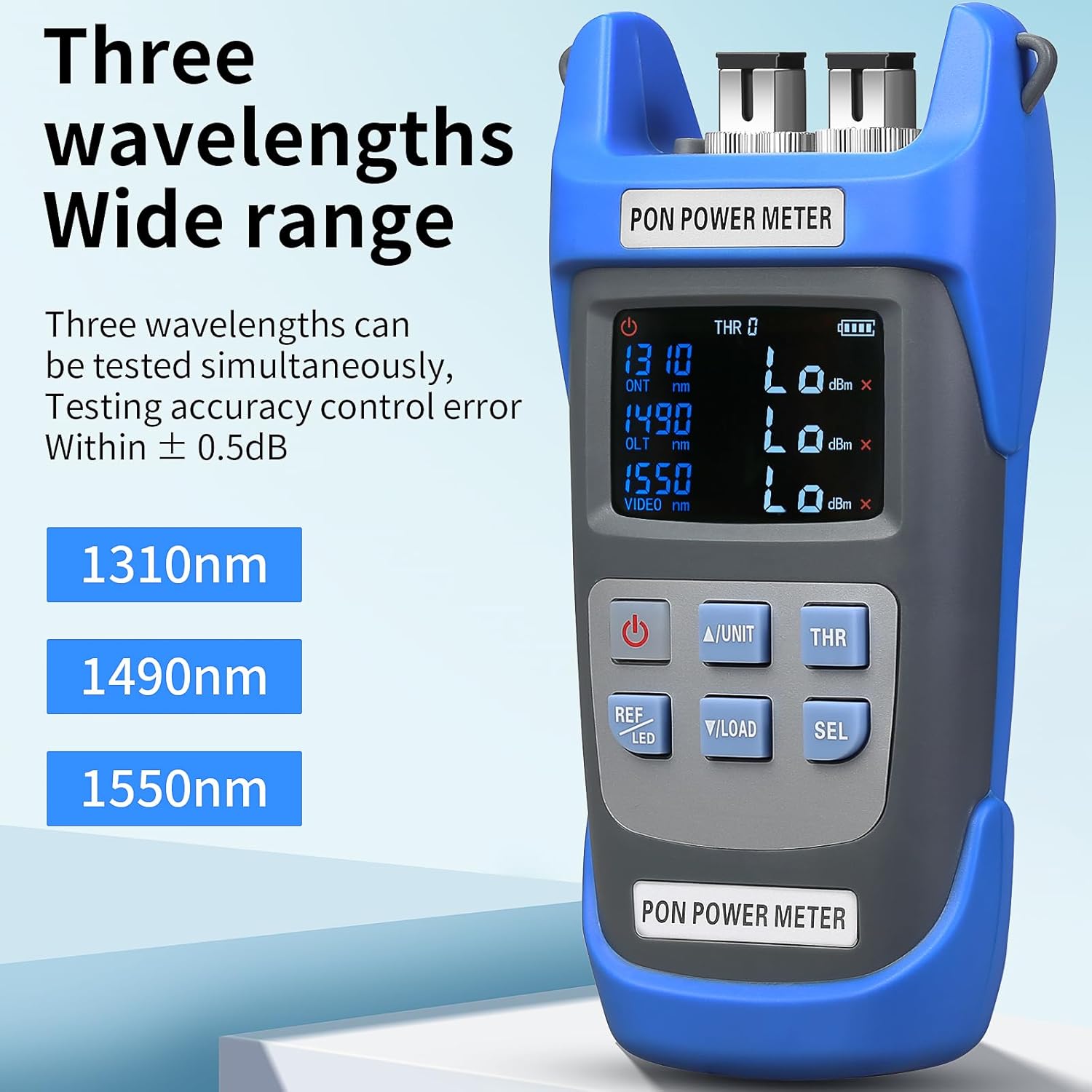 Rechargeable Fiber Optic PON Optical Power Meter A-C330A 1310nm 1490nm 1550nm SCAPC FCAPC Interface PON Network Tester Fiber Optic Tester Handheld PON Optical Power Meter Testing Tool