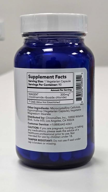 TRU NIAGEN Patented NAD+ Supplement, 300mg Niagen, 90 Servings | Nicotinamide Riboside (NR) Take 1 Daily | 1 Bottle