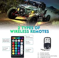 Vista 4 de Xprite - Kit de luces LED RGB bluetooth con controlador RF, luces neón multicolor intermitentes que sincronizan con la música para vehículos