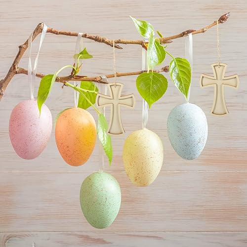 Miniatura 5 de 12 cruces de madera para manualidades, piezas de madera sin terminar, piezas de madera, adornos colgantes de cruz de pared con cuerda de yute para