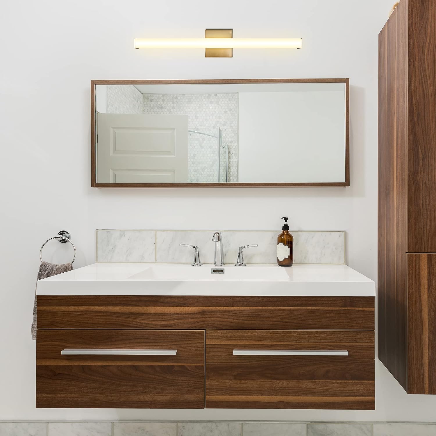 Ultralux Slim LED Vanity Light Bar - Wall Mounted LED Light Bar - TRIAC Dimmable, Modern Bathroom Light Fixture - 14.5 W, 3000K, Bright LED Vanity Mirror Light - (24 inch - 1 Pack, Brushed Nickel)