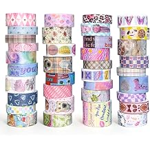 Bomichi Washi Tape Set - 36 Rolls Washi Tape with Retro-Futuristic Vaporwave Design, Decorative Masking Tape for Bullet Journal Supplies, Scrapbooking, DIY Crafts, Planner Decoration