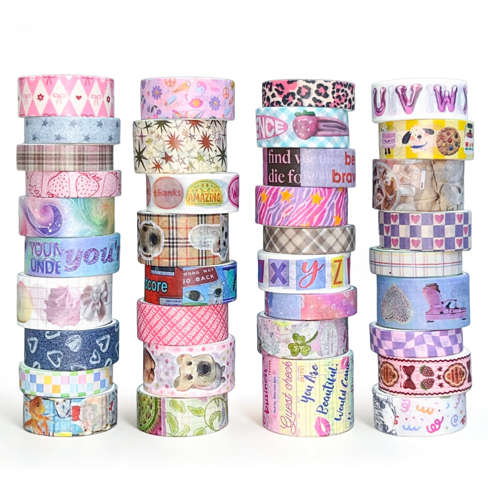 Bomichi Washi Tape Set - 42 Rolls Pink Bows -16