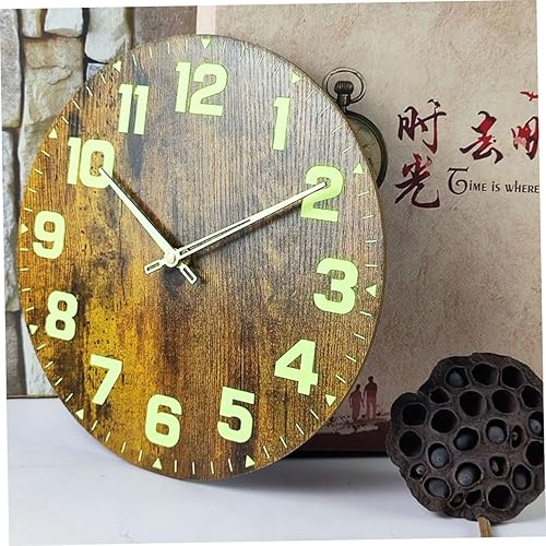 Miniatura 9 de DECHOUS Reloj de pared con patrón de fuego, reloj de pared sin tictac, decoración retro, reloj de pared, brillo nocturno, para mujeres+correas de