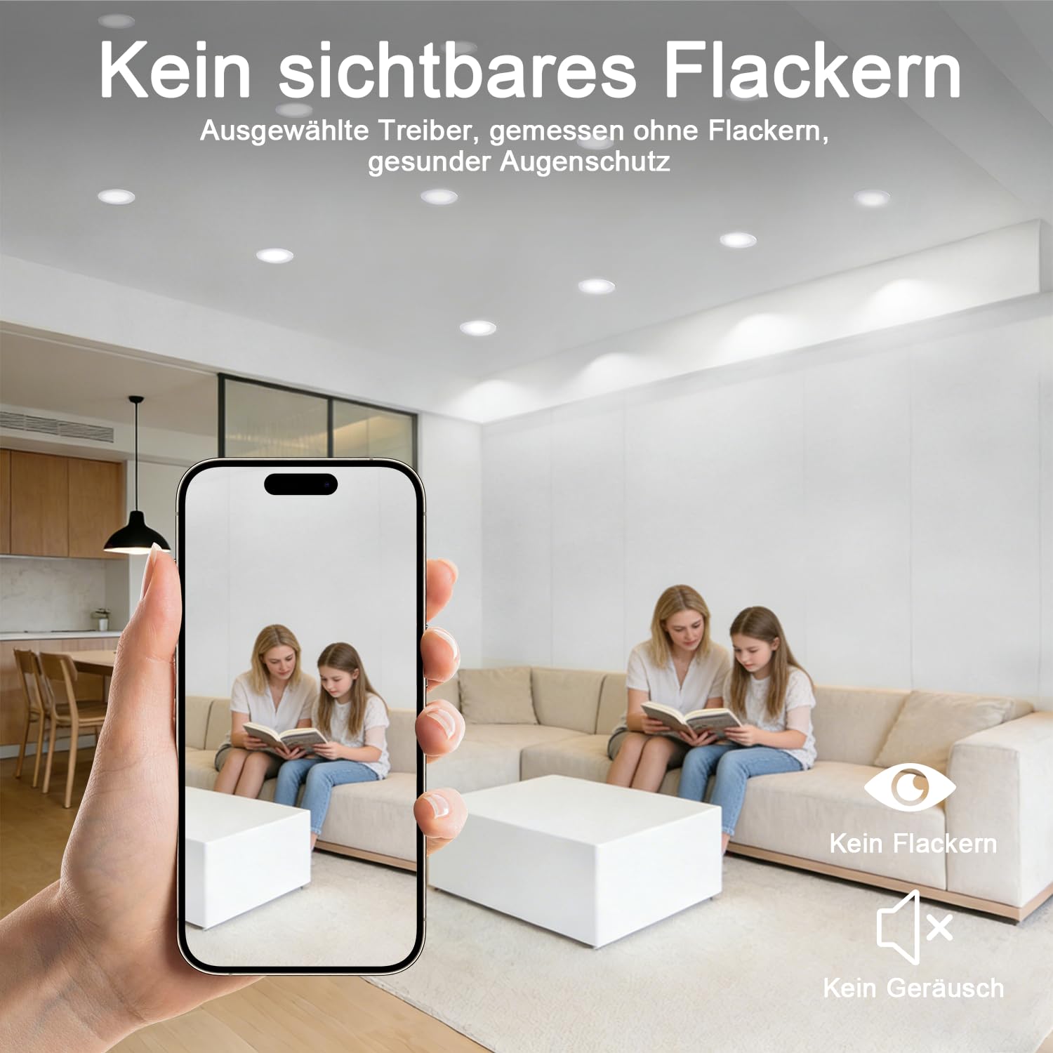Einbaustrahler LED,GAMVOE LED Spots 230v 6W 3CCT 2700K/4000K/6000K Verstellbar,Spots Deckenleuchte Schnittdurchmesser 67-99mm,Nicht Dimmbare Ultra-slim Spot für Küche Und Wohnzimmer(6er Packung)