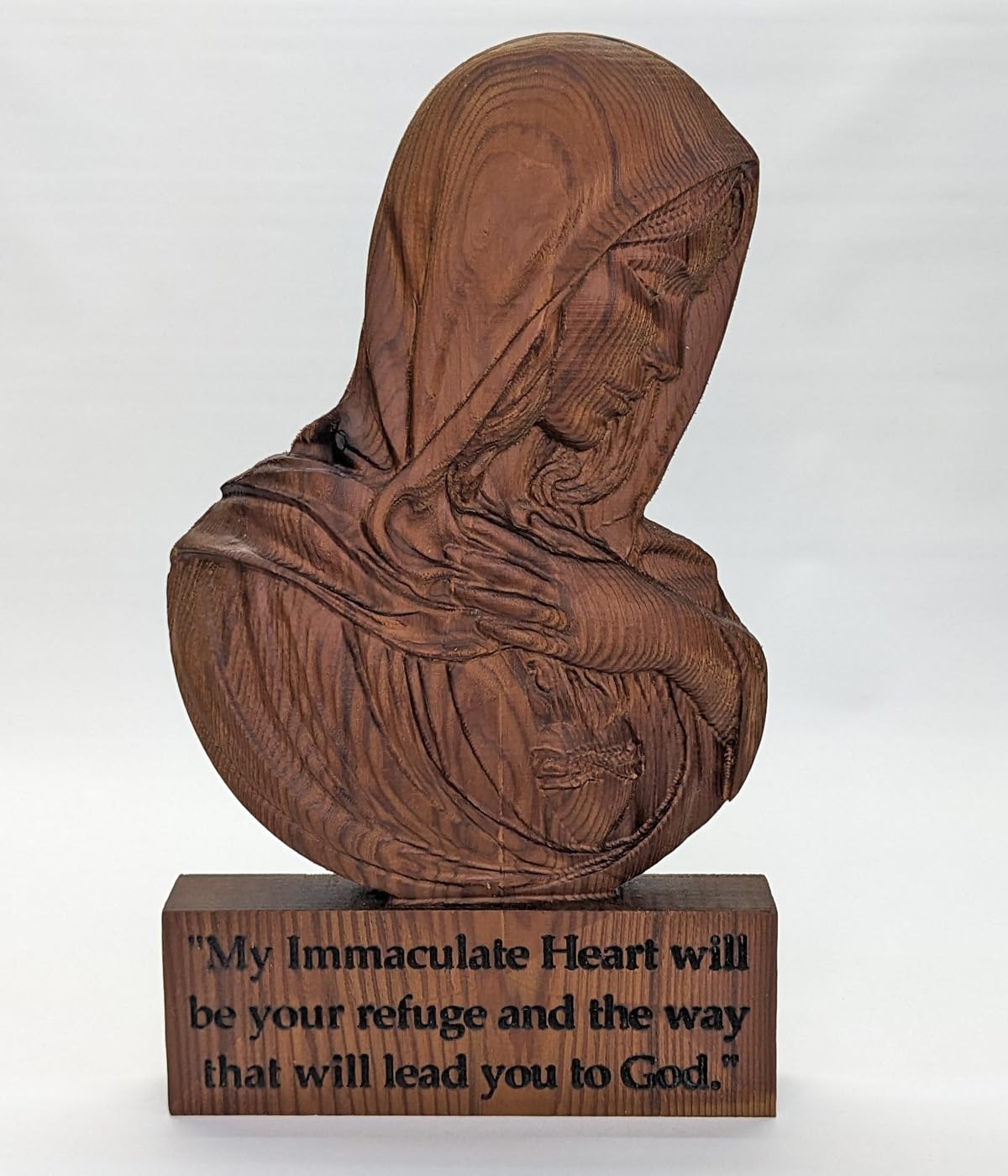 Generic Mary's Sacred Heart Cedar Wood Religious Figurine