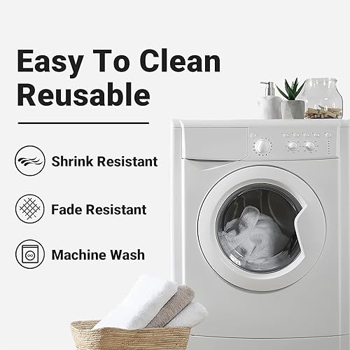 Miniatura 6 de Laolitou Mantel rectangular lavable resistente a cuadros con borlas, algodón y lino, para vacaciones, picnic, cocina, comedor, blanco y negro, 55