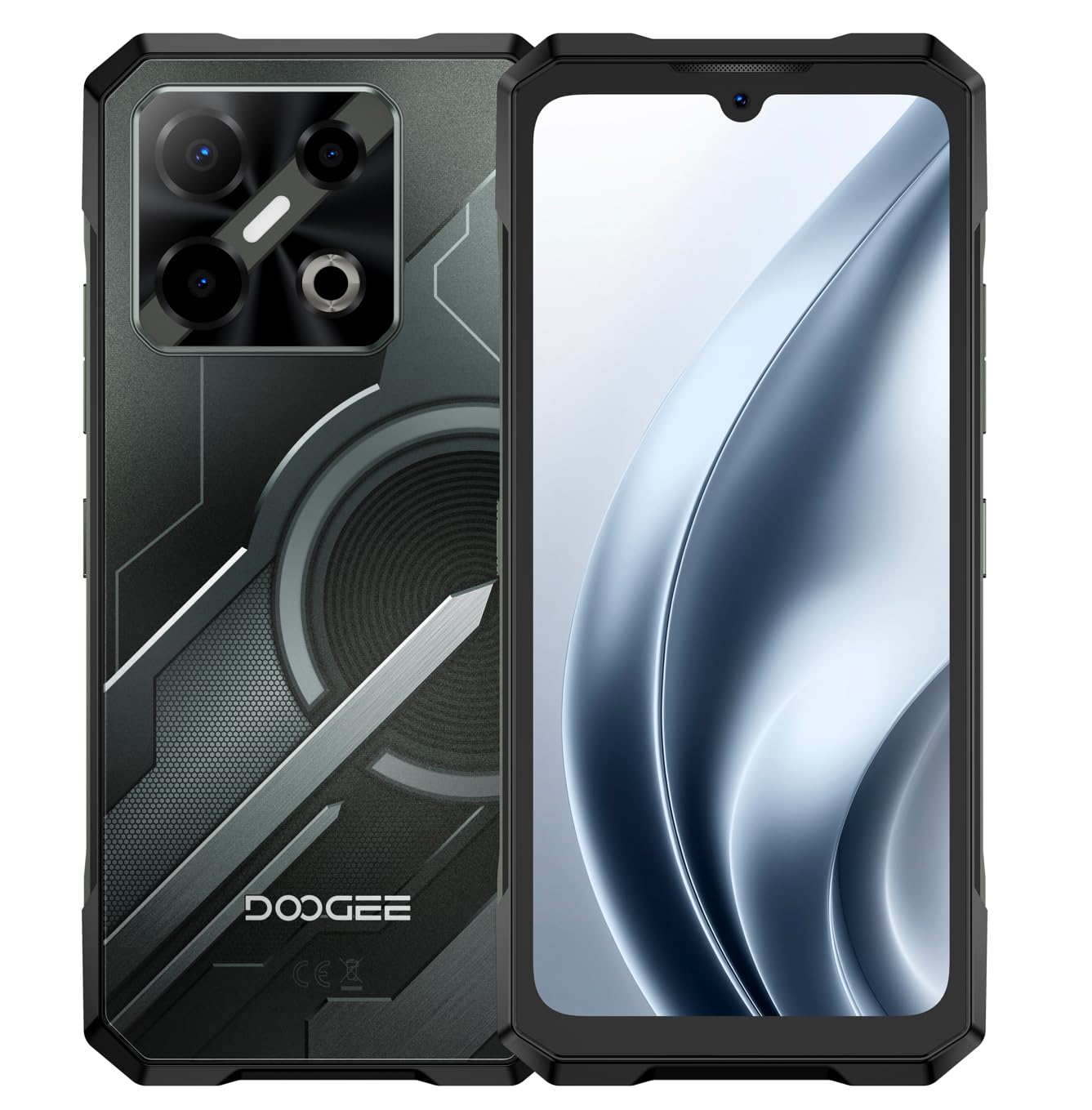 Blade GT Play, Smartphone Rugged 5G (Ultrasottile 10mm), Effetto Luce RGB, 20GB+256GB, Dual SIM 5G, Schermo 6,72" 120Hz FHD+, Fotocamera AI 50MP, Android 14, IP69K/IP68 Antiurto, NFC Nero
