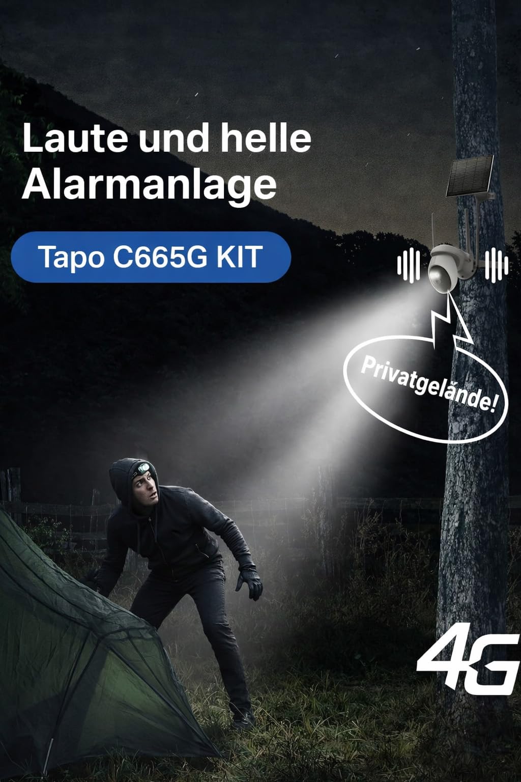 Tapo C665G KIT 4K 4G LTE Überwachungskamera mit SIM Kartenslot | Solar 360° Kamera mit 10000mAh Akku Outdoor | Unterstützt 4G & WLAN | Farbnachtsicht | Kostenlose KI-Erkennung | Lokale MicroSD & Cloud