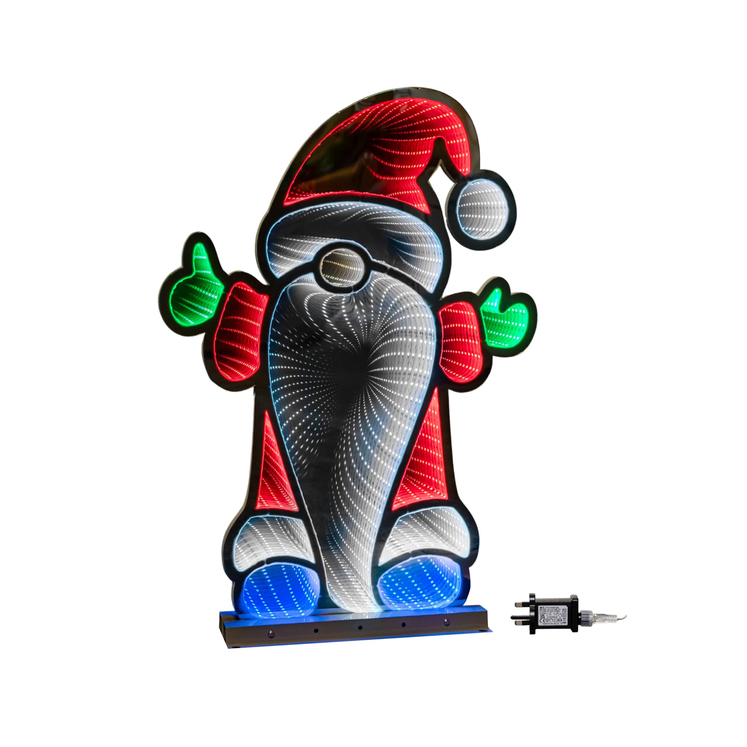 Snow Time 60Cm Infinity Christmas Santa On Metal Base With Multi-Coloured Leds Light