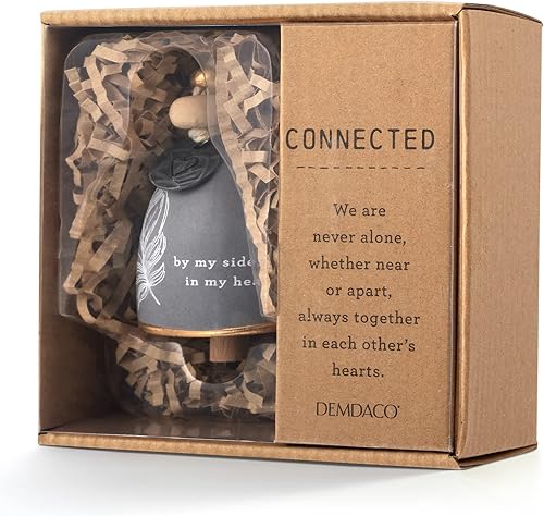 Miniatura 4 de DEMDACO by My Side in My Heart - Mini campana inspirada en hierro con plumas gris pizarra de 2.5 pulgadas, metal, madera, hierro