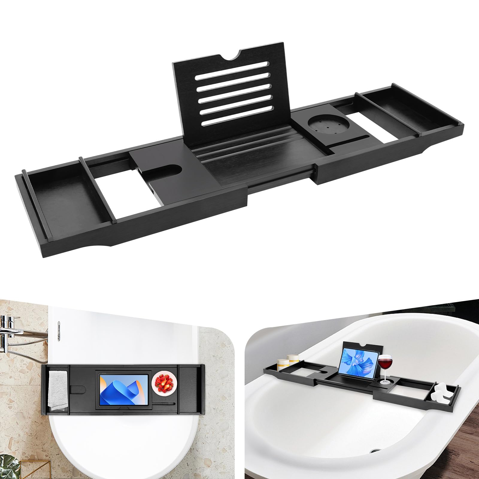 Estantería de bambú extensible para bañera