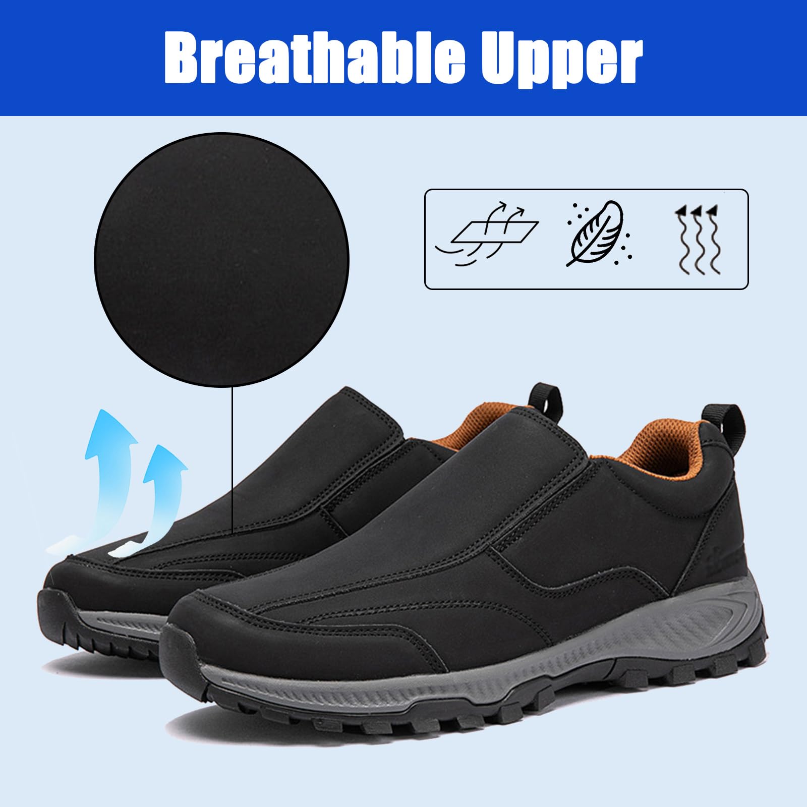 Chaussures De Marche Homme Sans Lacets - Respirantes, Semelle EVA, Antidérapantes - Confort Et Soutien Voûte Plantaire