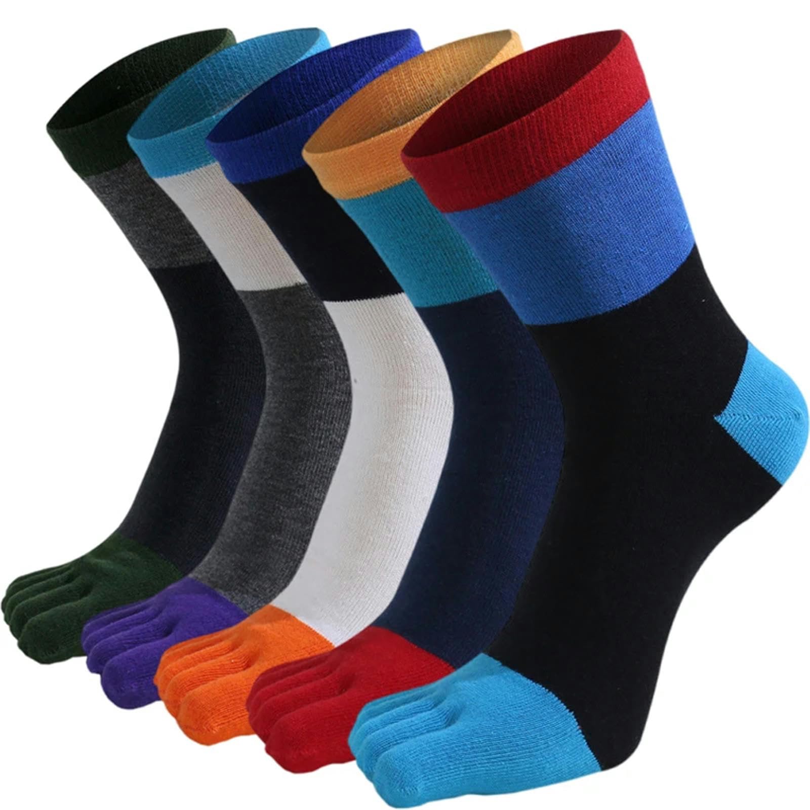 Calzini 5 Coppie di Calzini A Cinque Dita in Cotone Calzini A Strisce Traspirabili A Strisce A Strisce-Stile 3-Us 7-10