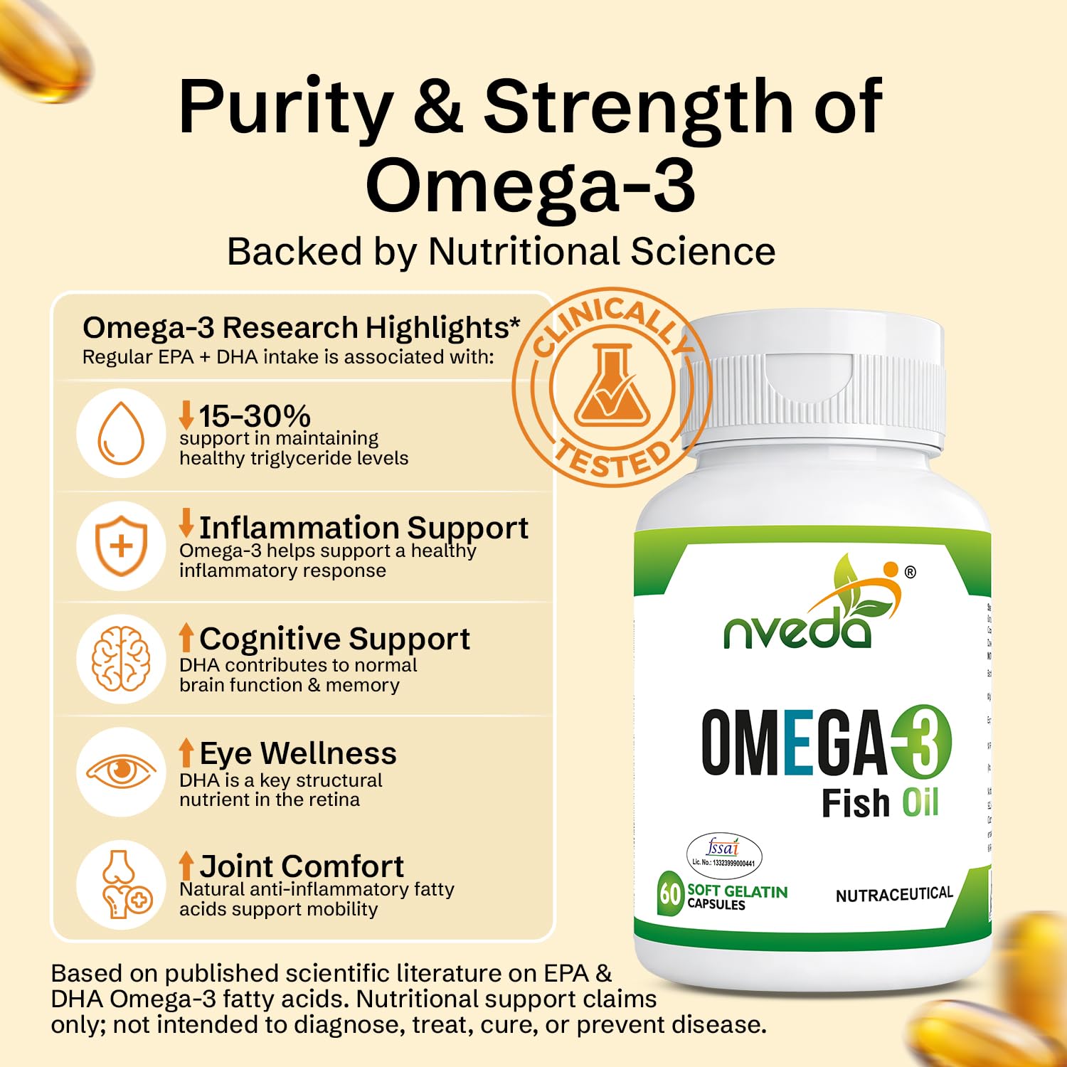 Nveda Omega 3 Fish Oil 1000mg with 180mg EPA & 120mg DHA | Supports Heart, Brain, Eye & Joint Health | Omega-3 Fatty Acid Supplement for Men & Women | 60 Capsules — Amazon image 7