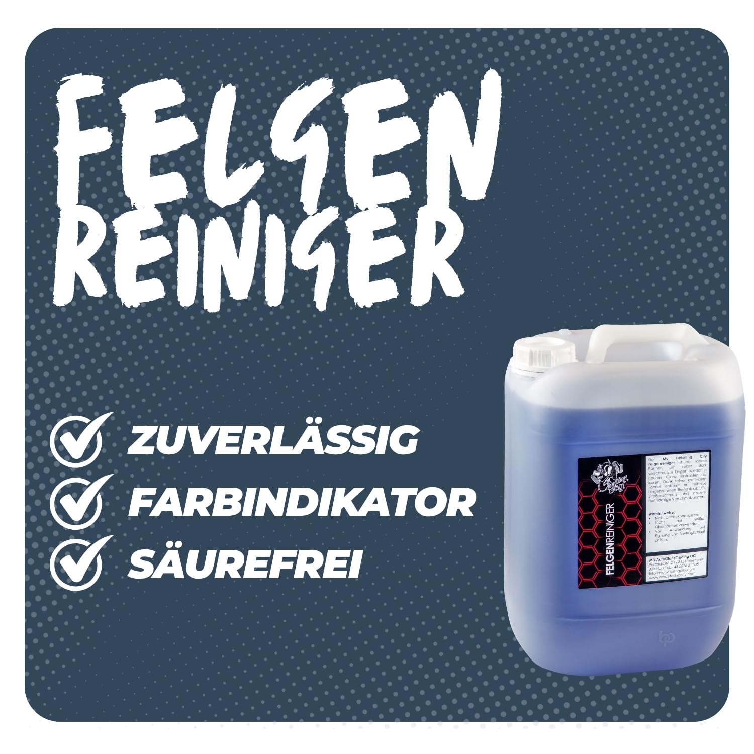 Felgenreiniger 22L / 24,5KG - Kraftvolle Bremsstaub- & Schmutzentfernung - Farbindikator - Säurefrei & materialschonend