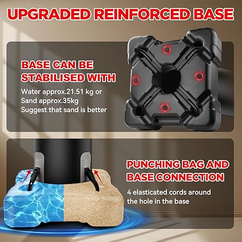 Miniatura 3 de Saco de boxeo de pie para adultos, bolsa de boxeo con soporte para patadas con guantes de MMA y bomba, material de grosor de 0.028 in, bolsa pesada