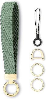 Keychain Wristlet, Stretchy Key Chain for Car Keys with 2 Keyrings and D ring,