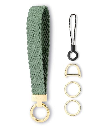 WEESMILE Keychain Wristlet, Stretchy Key Chain for Car Keys with Key Rings | Woven Wrist Lanyard with D Ring for Car Keys, Short Wrist Strap for Women Men, Cute Lanyards for Keys, Phone Case, Work