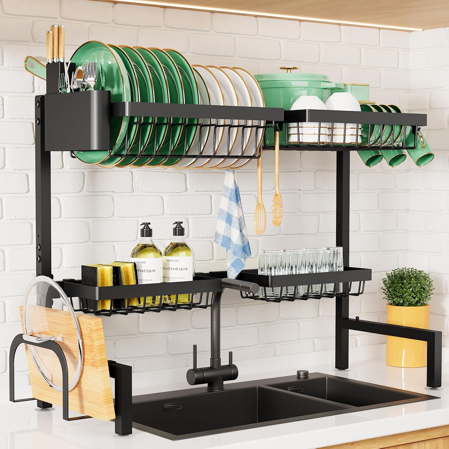 Kitsure Over The Sink Dish Drying Rack - 30 0 to 33 9 x 21 5 Adjustable Sink