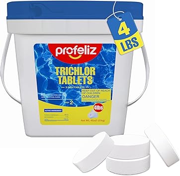 PROFELIZ Chlorine Tablets 3 Inch for Swimming Pools, Kills Bacteria and Stops Algae, Slow Dissolving,Individually Wrapped,Pool Chlorine Tablets,4lbs