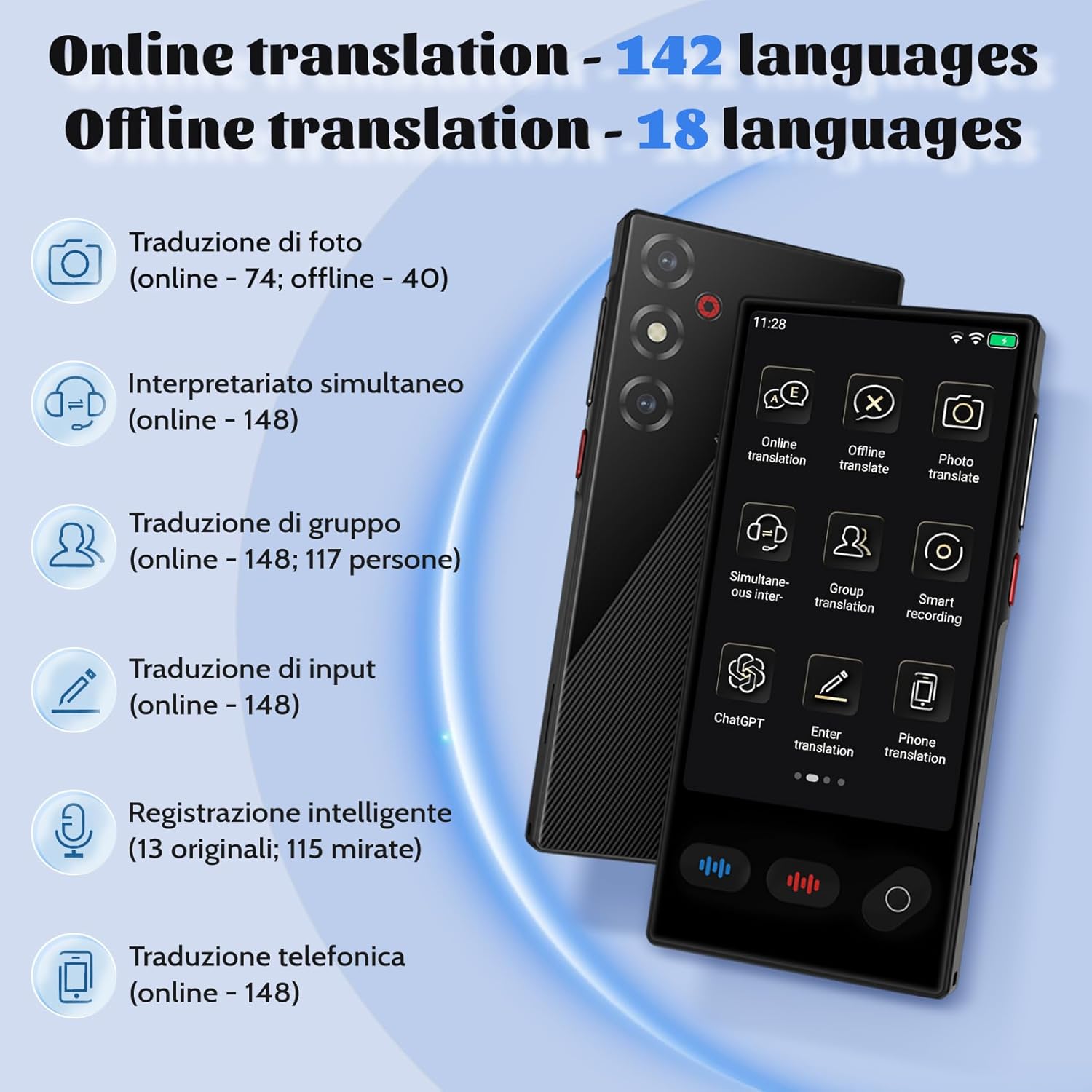 2026 Upgrade Language Translator Device, Instant Translator with 148 Languages, Translator Device no WiFi Needed with 19 Languages, Long-Lasting Portable AI Translator for Business Travel Study