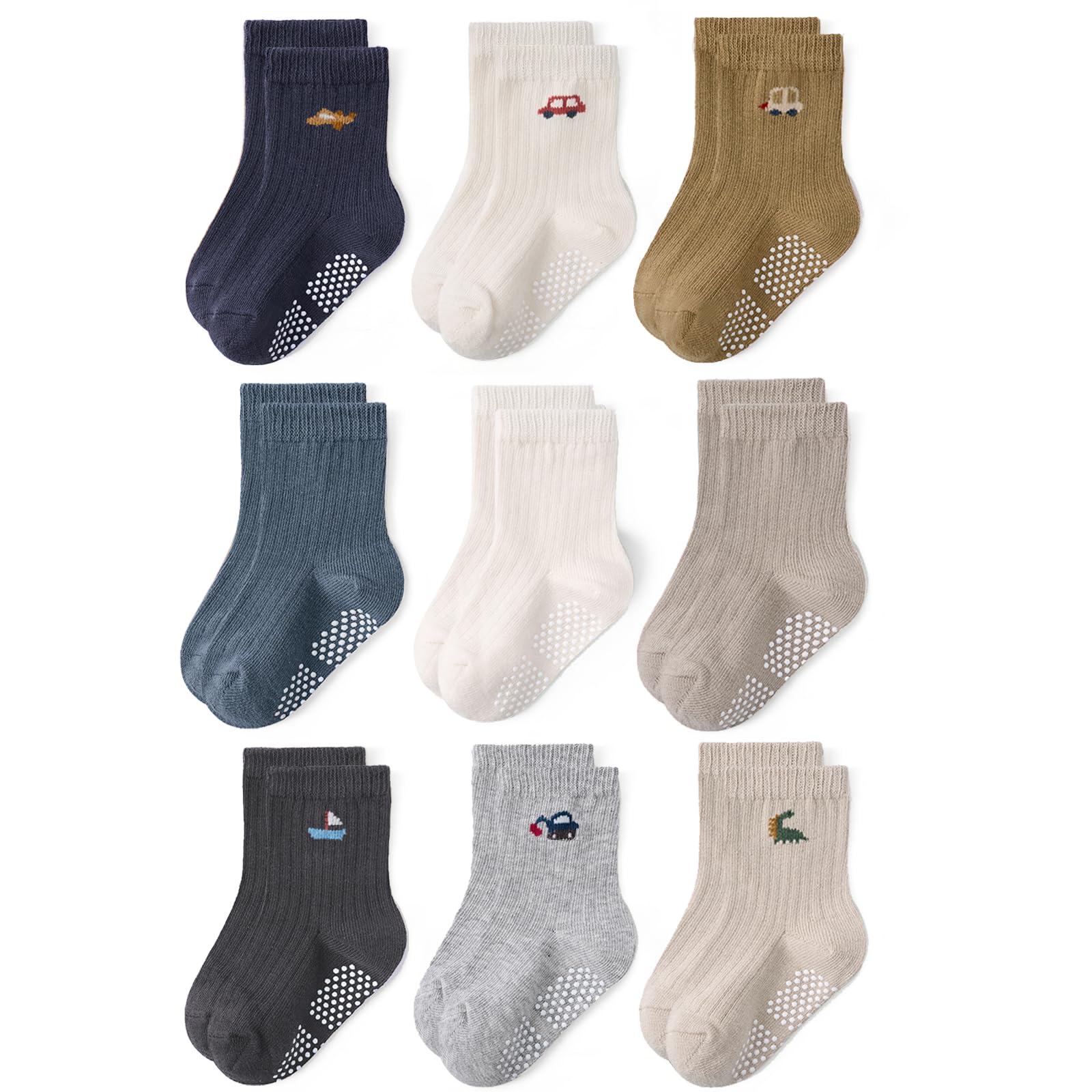 Baby Toddler Essentials Non-Slip Crew Socks for Unisex Boys Girls