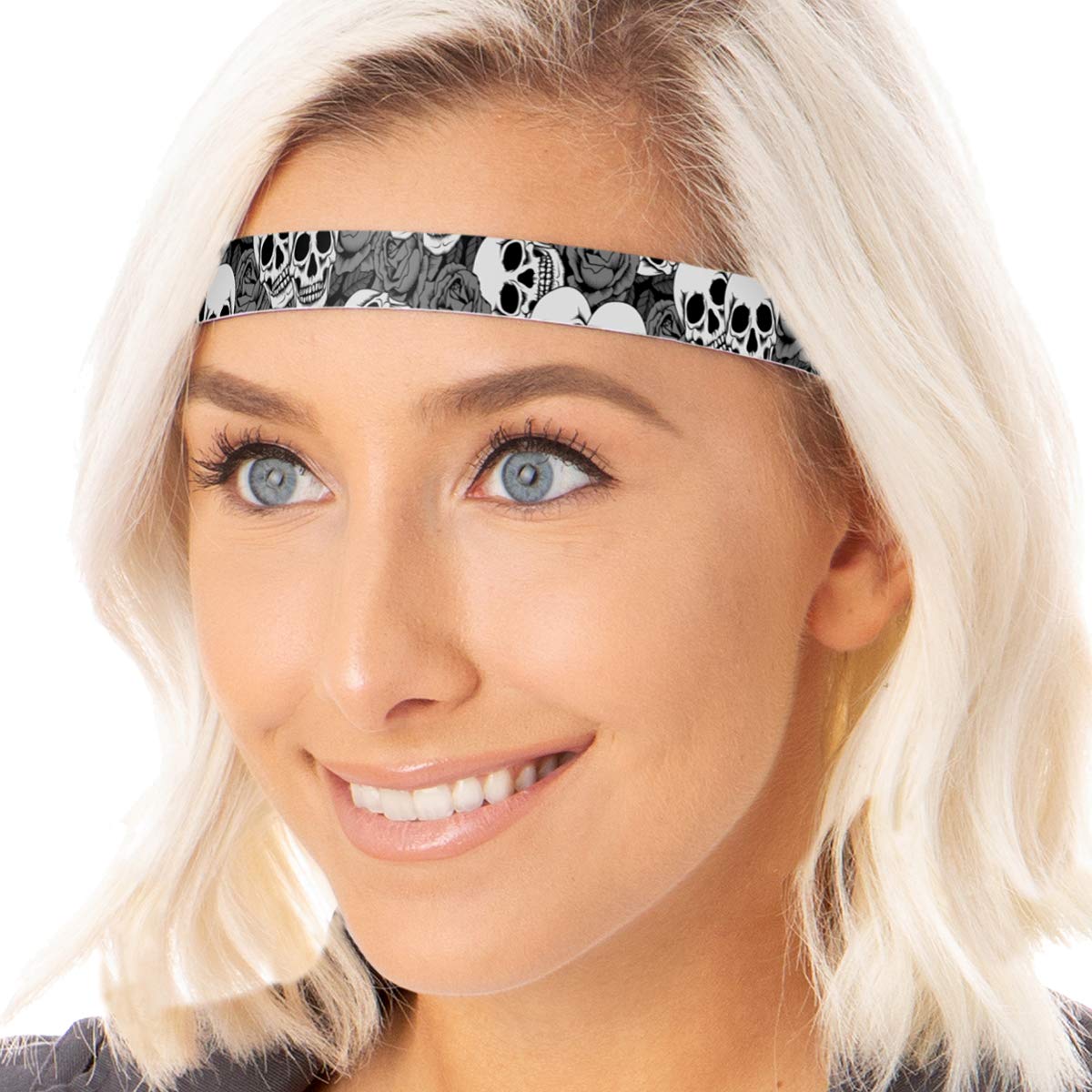 Hipsy Women's Adjustable NO SLIP Checkerboard Skinny Fashion Headbands (Skinny Black Multi 5pk)