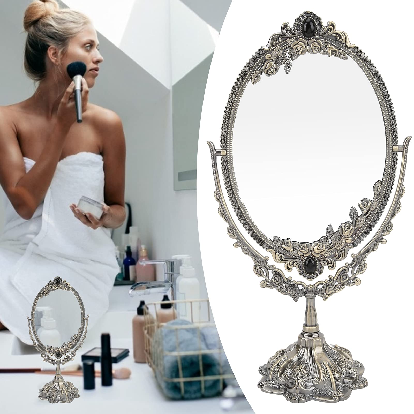 Vintage Make-Up Spiegel Duurzaam Tafelblad Make-Up Spiegel Dubbele