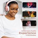 Casque PowerLocus Bluetooth, écouteurs circum-aural sans fil avec microphone, 3 modes EQ, 60 heures d'autonomie, écouteurs pliables, arceau en tissu, Hi-Fi stéréo pour travail/voyage/PC