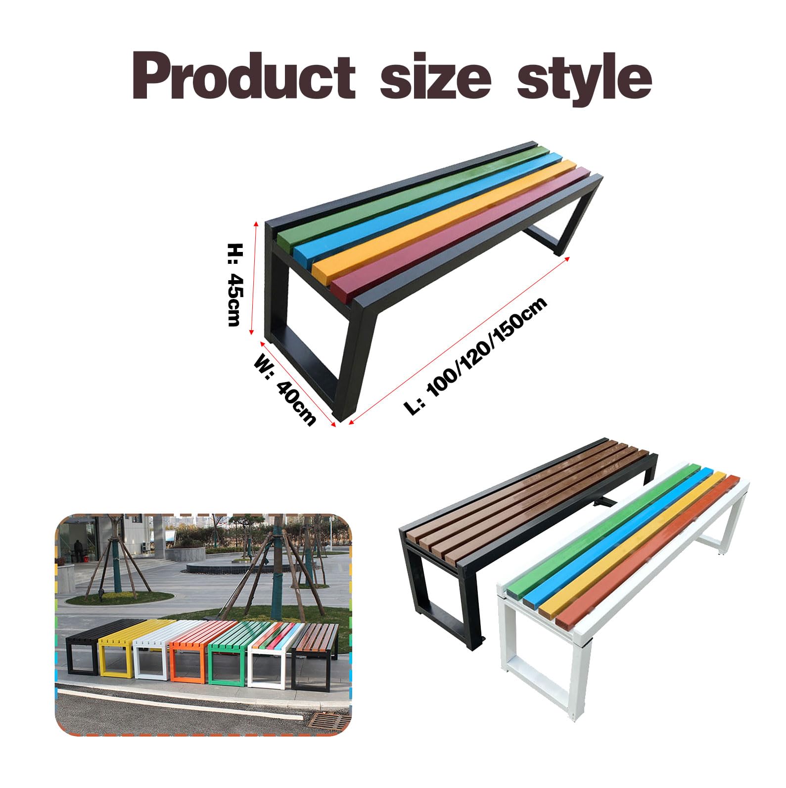 Backless ch Metal e & WeatherResistantSeat Siedzenia na zewnątrz na patio Gars & Par Rozmiar: 150 cm i funkcjonalne