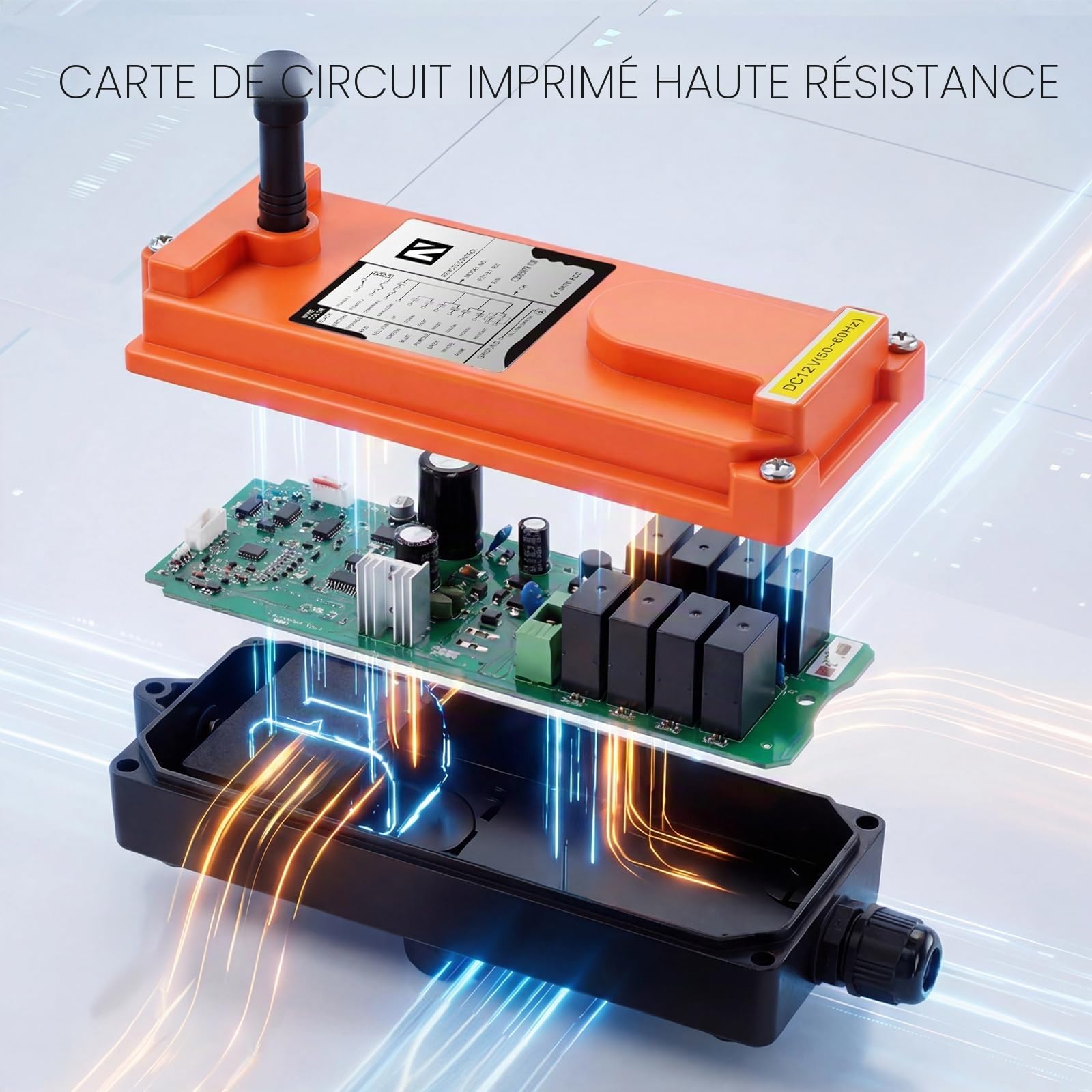 NEWTRY 12V Télécommande pour Grue à Double émetteur Contrôleur Industriel | 6 canaux, portée de 100 m, étanche à IP65, boîtier robuste, signalisation dédiée, pour appareils de levage, grues et camions