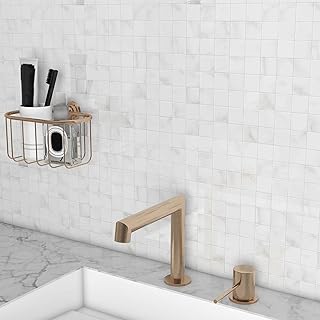 BeNice Peel and Stick Backsplash Tile for Kitchen RV Backsplash,Mosaic Tiles for Bathroom Peel and Stick Tile Shower Tile Waterproof(Carrara White 10PCS)