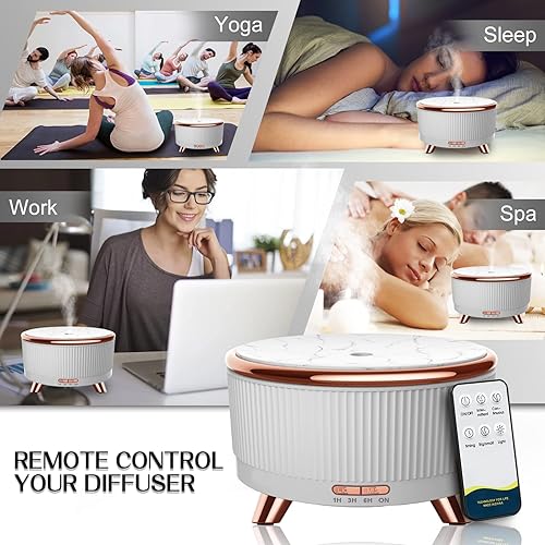Miniatura 6 de Difusores para humidificadores de aceites esenciales, 16.9 fl oz, aceites esenciales, difusor de aromaterapia para habitaciones grandes, 7 luces de