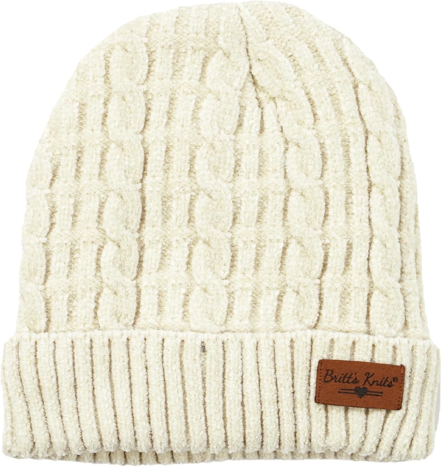 Britt's Knits Women's Soft Chenille Plush-Lined Thick Knit Cold Weather Hat Ski Cuff Cap