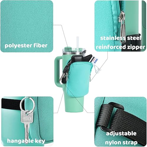 Miniatura 4 de WDMJxar Bolsa para botella de agua Stanley Quencher Adventure de 40 onzas y Stanley IceFlow de 20 onzas 30 onzas, bolsa de manga pequeña para