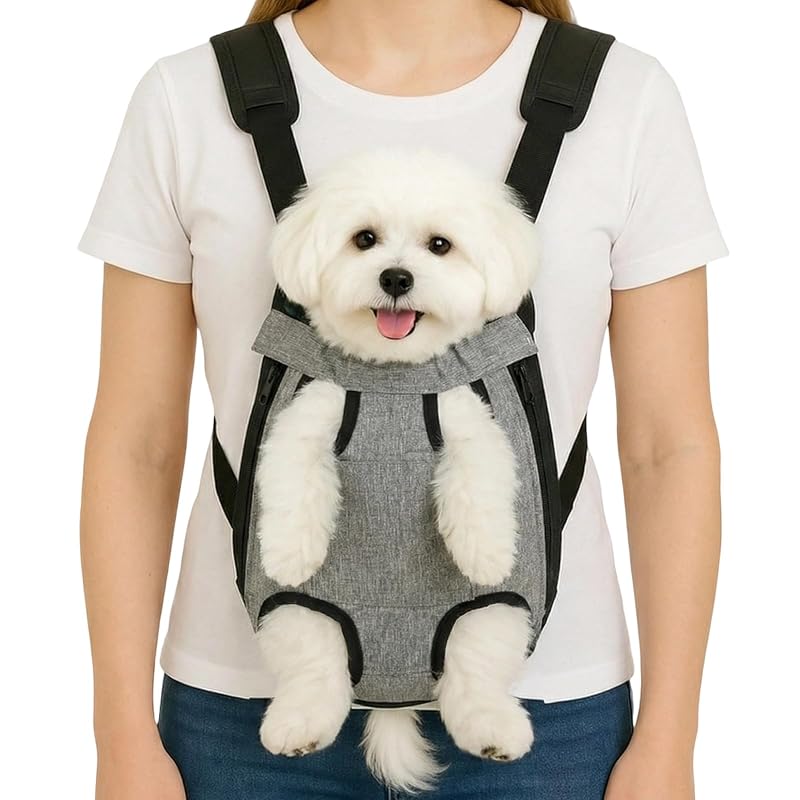 Mochila para Transporte de Cães mosago com Alças Acolchoadas, Heather Grey, Tamanho L