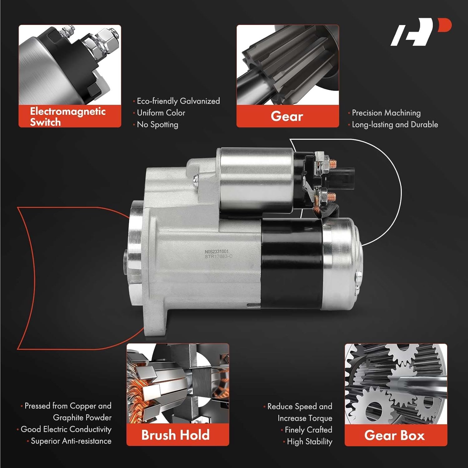 A-Premium Starter Motor Compatible with Nissan Pathfinder 1996-2000 & Infiniti QX4 1997-2000, 3.3L, 12V 1.4KW 9-Teeth Clockwise, Replace# 233000W010, 233000W011