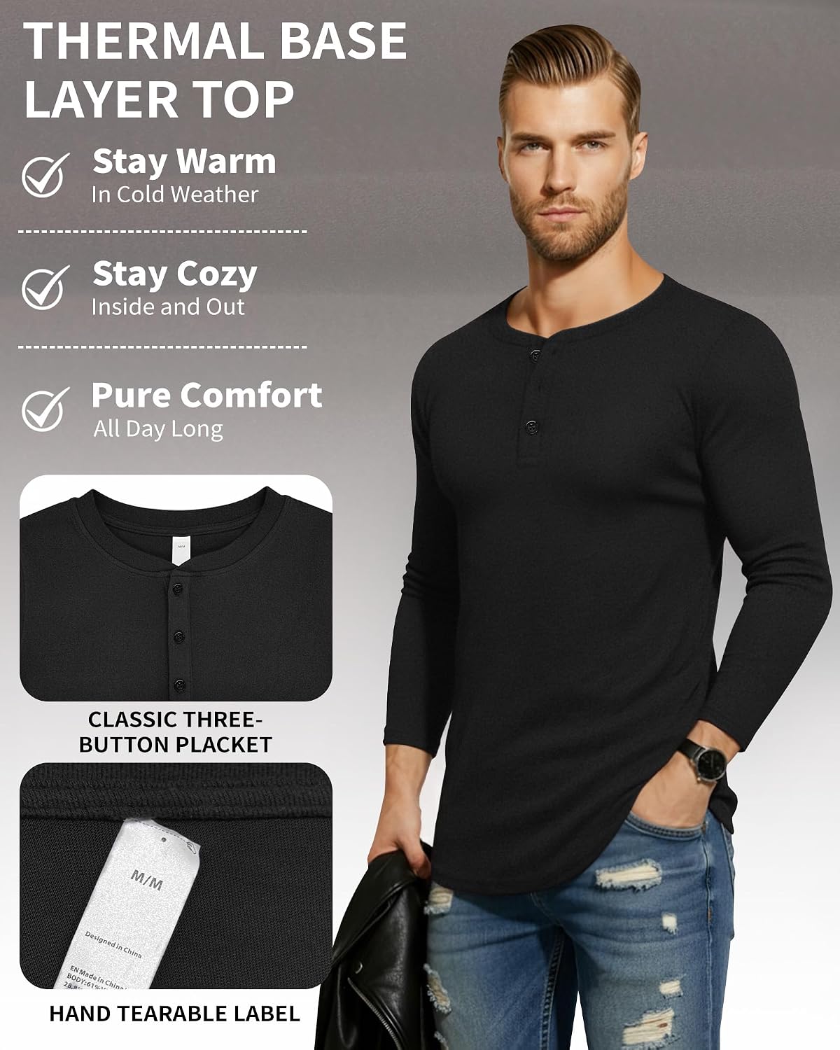 MANGOPOP Men's Henley Shirts Long Sleeve Winter Thermal Undershirt Base Layer Tops Going Out Trendy Wear 2025