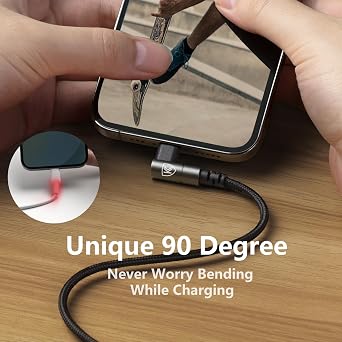 90 Degree iPhone Charger 6FT [Apple MFi Certified] 3Pack Lightning Cable