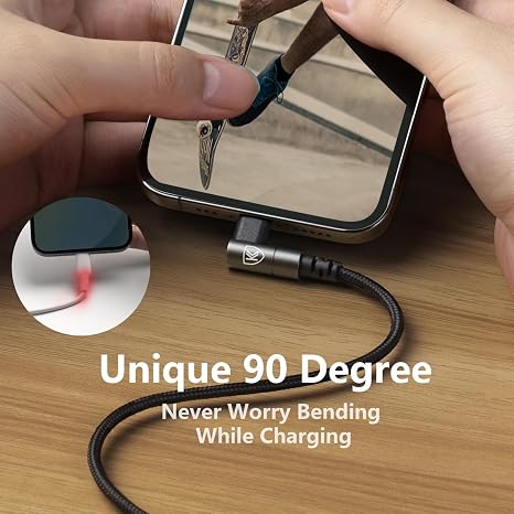 90 Degree iPhone Charger 6FT [Apple MFi Certified] 3Pack Lightning Cable