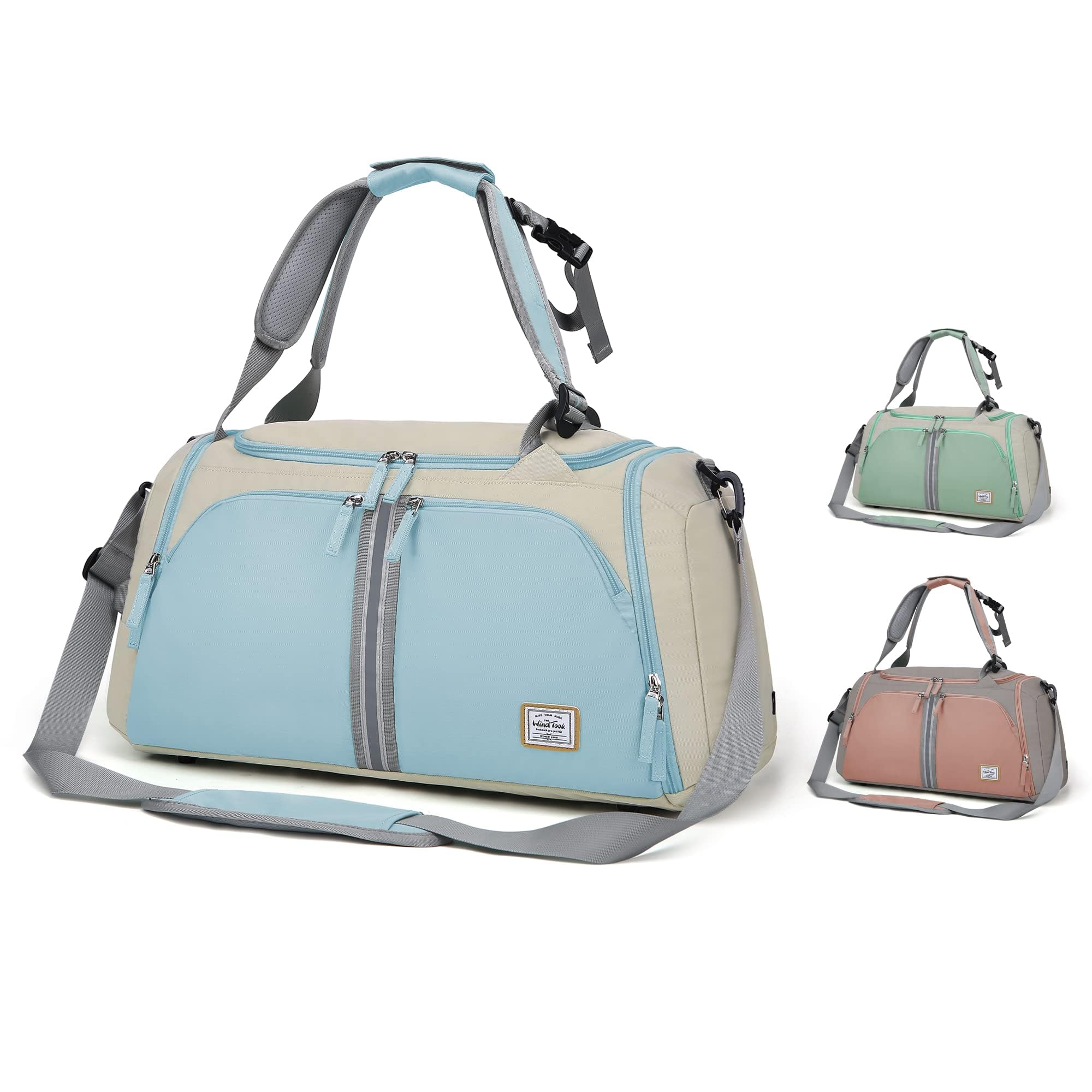 WindTook Sporttasche Damen 40L Fitnesstasche Frauen Trainingstasche Reisetasche Duffel Bag Weekender Schwimmtasche mit Schuhfach Tanztasche Sport Gym Tasche Herren Travel Bag für Yoga, 53x27x27 cm