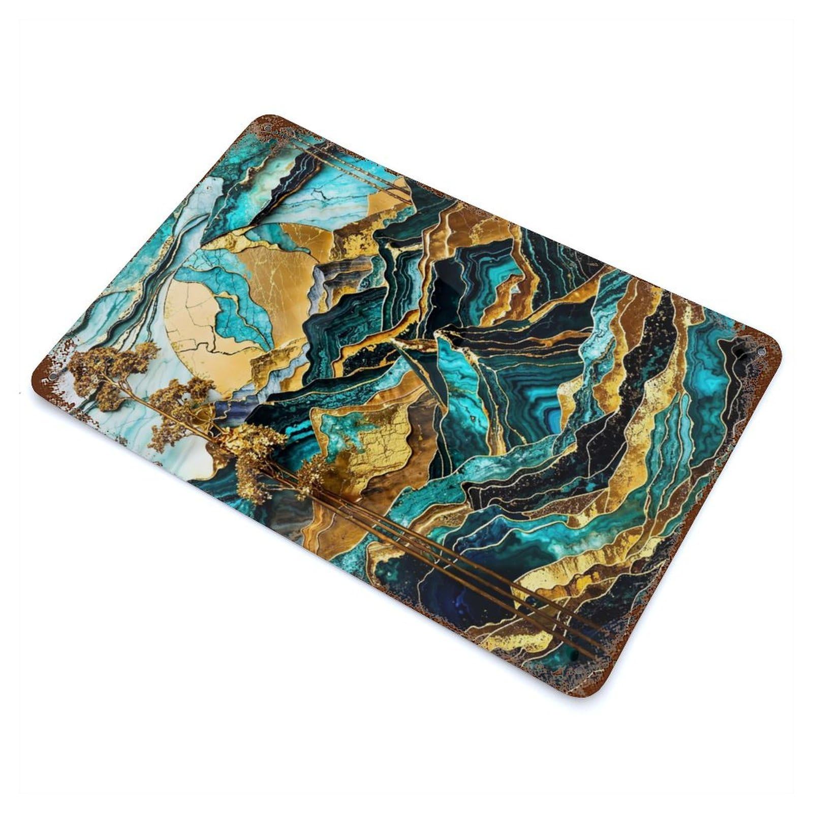 Garage Style Mountain Sunset Harmony Distressed Metal Wall Sign 11.8"x7.9", Decorative Metal Wall Art for Bar And Workshop