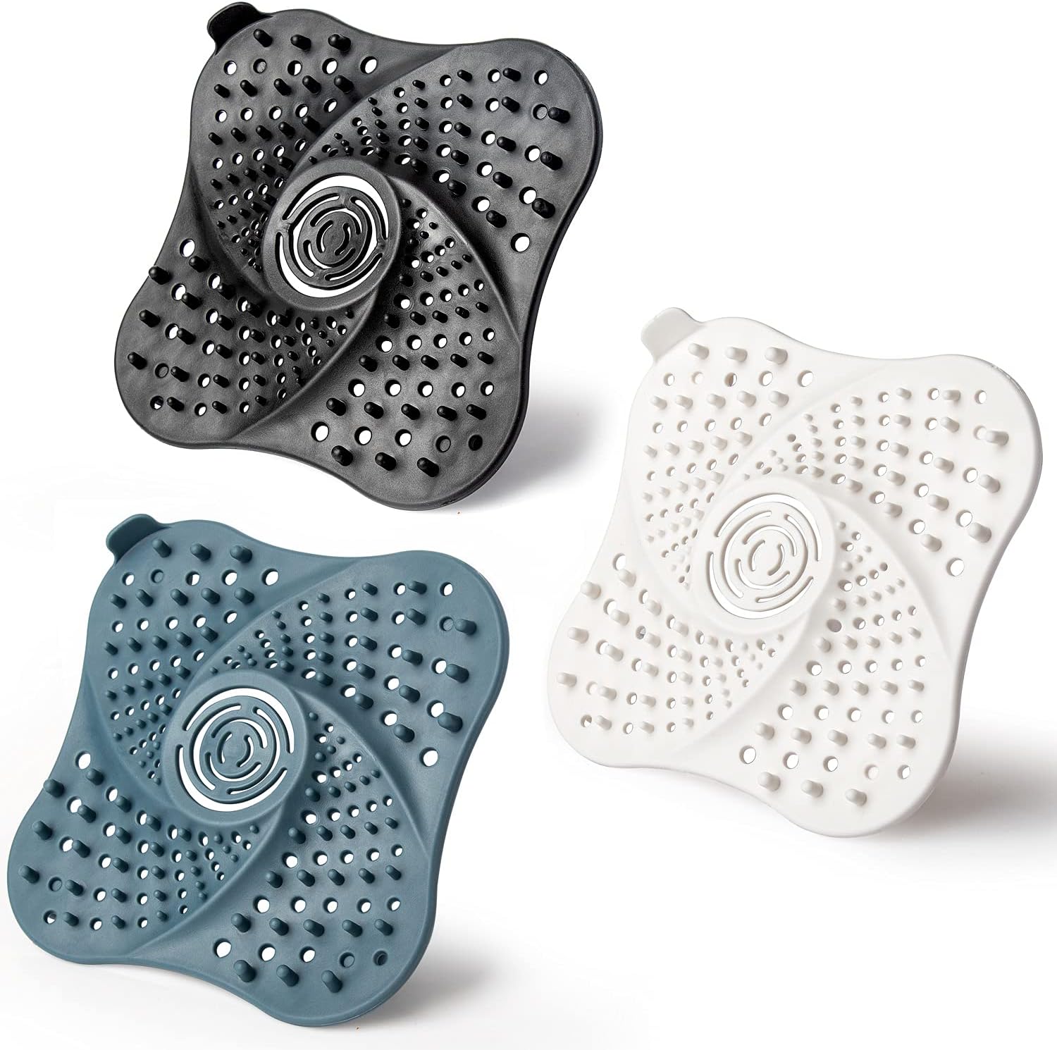 Bathroom Hair Catcher(3 pack),Spiral Design Drain Hair Catcher,Strong Suction Cups Bathtub Drain Protector,Silicone Sink Drain Protector