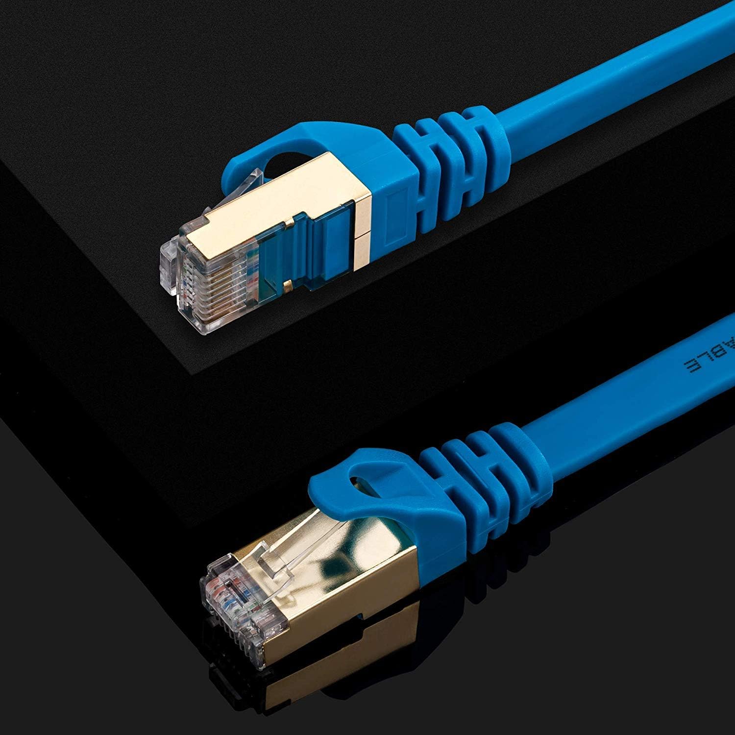 Cat 7 Ethernet Cable 50 ft Blue, SNANSHI Cat7 Flat Ethernet Patch Cables - Internet Cable Shielded RJ45 Connectors Compatible with Switch/Router/Modem/Patch Panel