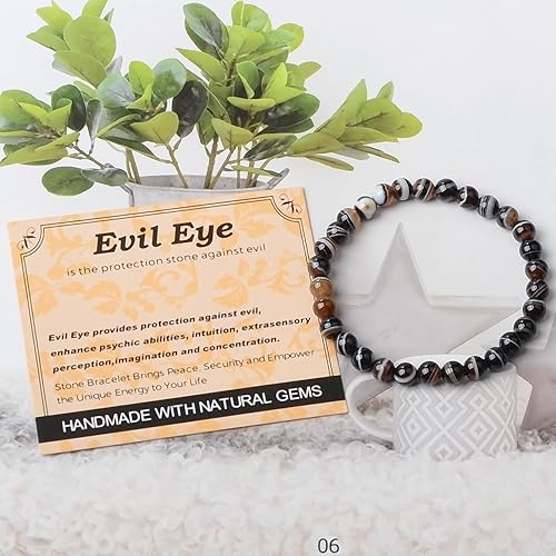 Vista 190 de MASSIVE BEADS Pulsera elástica de yoga hecha a mano con piedra natural, cristal curativo, energía, regalos para adultos unisex de 0.157 in, 0.236