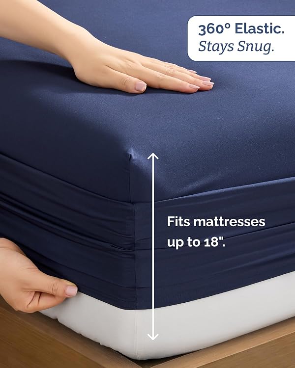 100% Rayon Derived from Bamboo - Bamboo Sheets Full Size - Navy Blue by CGK Unlimited - Used condition - Image 6