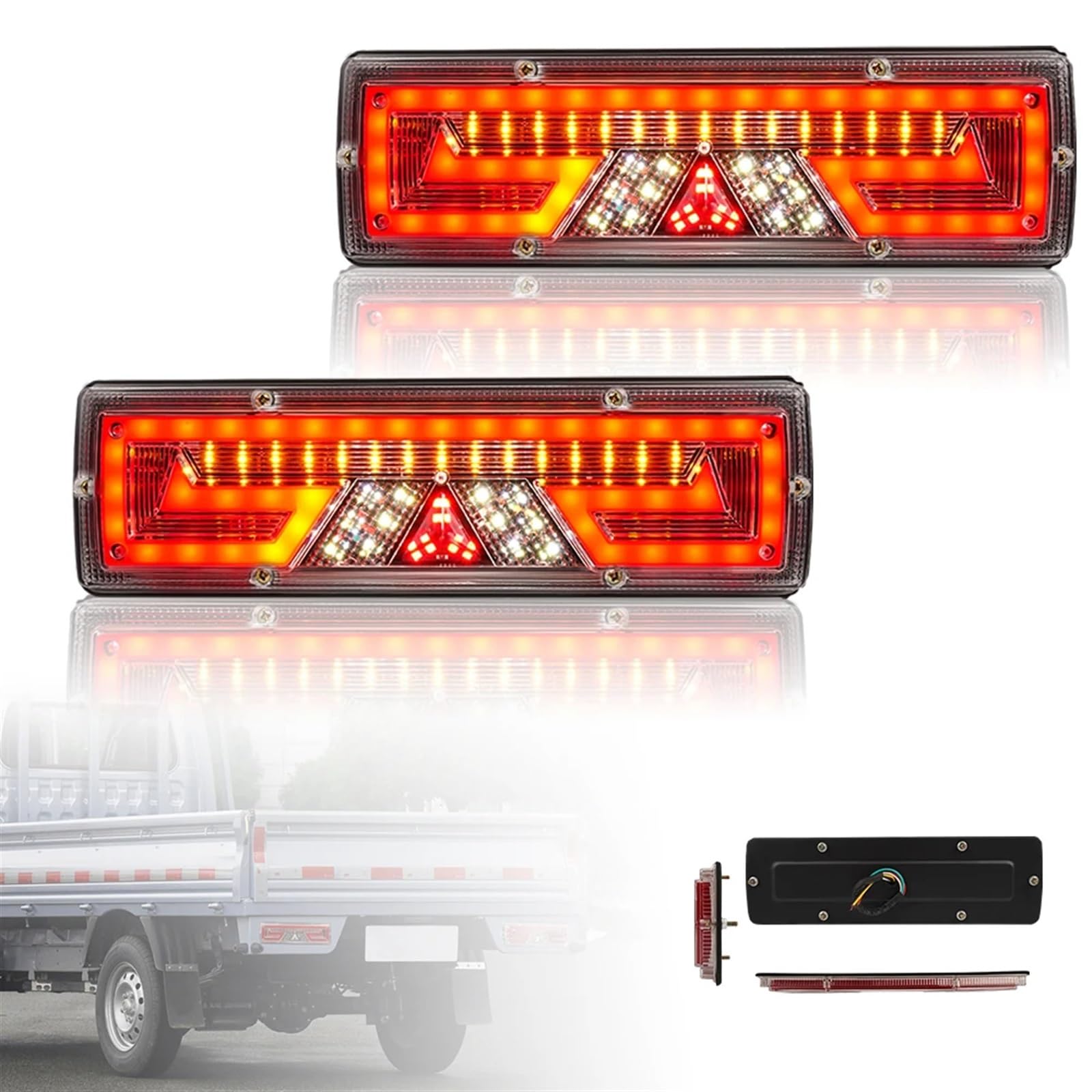 Set Iluminación Trasera Luces LED Para Remolque Camión 2 Uds 12V-24V, Tiras, Lámpara Señal Giro Para Coche, Indicador Trasero, Luz Trasera, Luces Traseras Intermitentes Freno Piloto Posterior