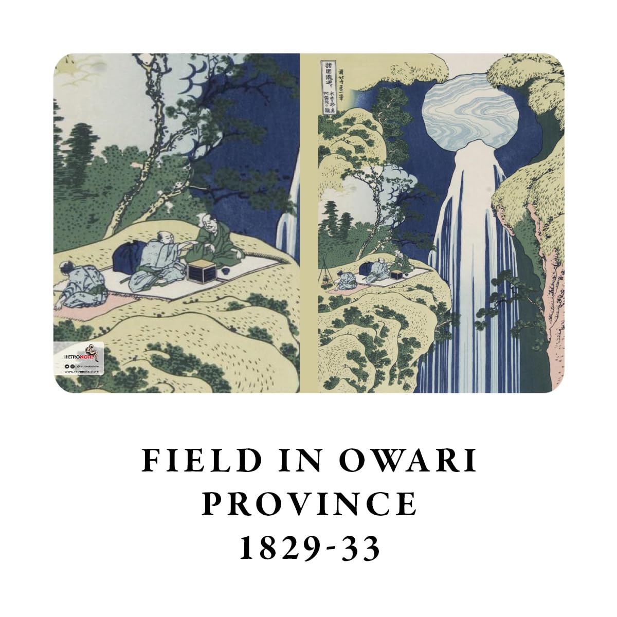 Retronote Ghosts Series II – A5 notatnik Hokusai, zestaw 4 sztuk, bez podszewki, łącznie 256 stron, 64 strony, szwy druciane, elastyczna okładka, owalna krawędź, tekstura płótna, 60 g, kolor żółty